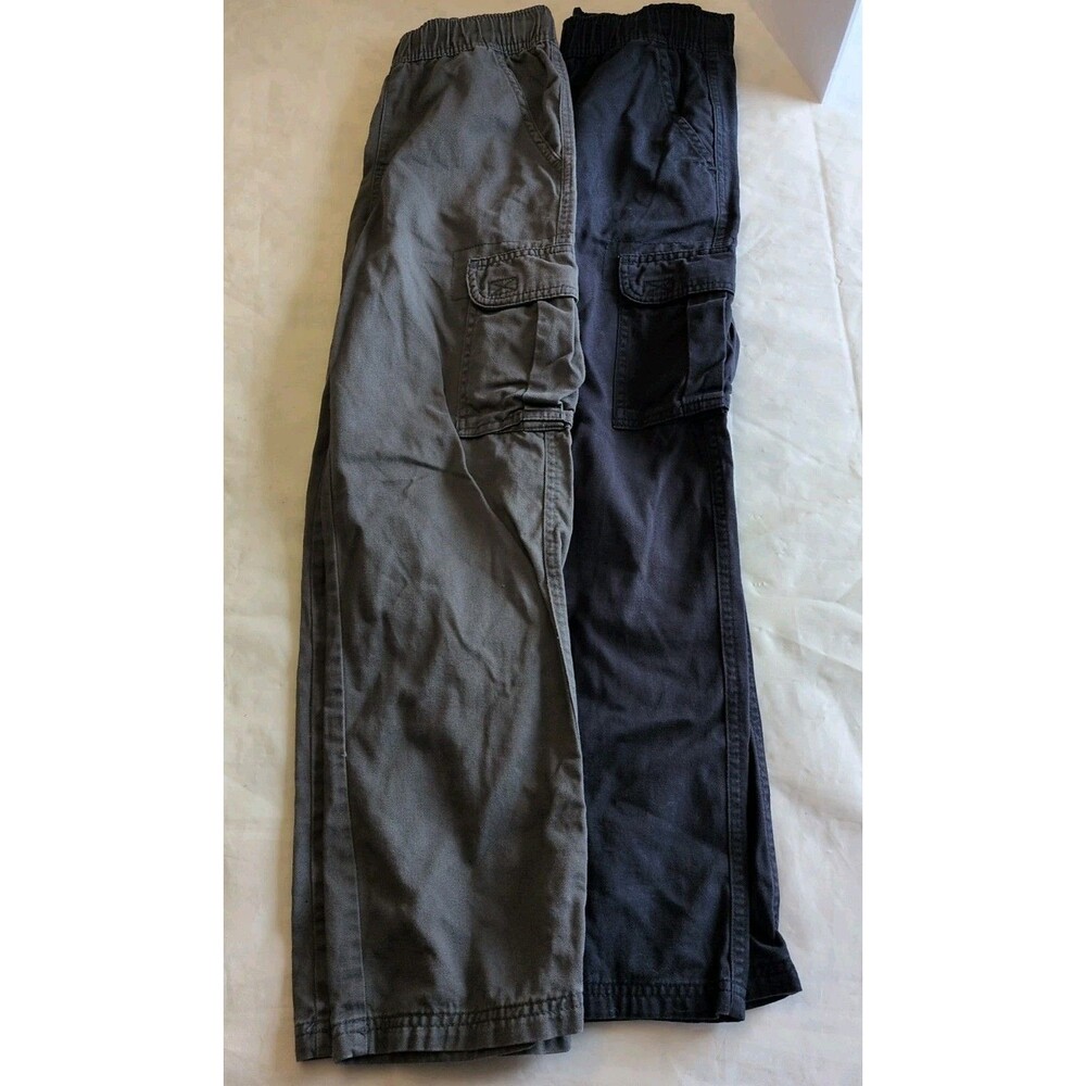 Children’s Place Boys 8 Cargo Khaki Pants Lot Of 2 Blue Grey Elastic Waist